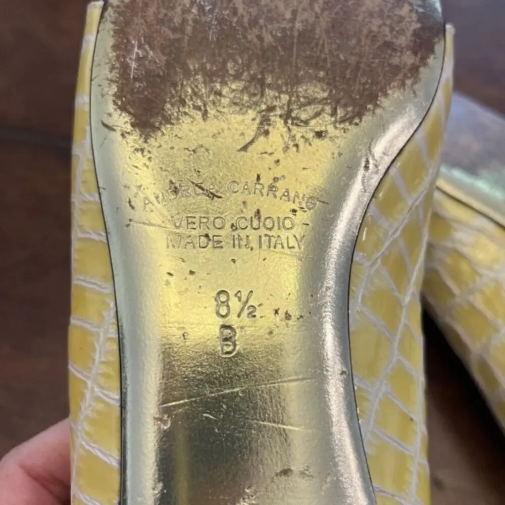 Andrea Carrano Women's Croc Textured flats Yellow Size 8.5‎